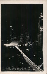 Night Scene of Michigan Blvd. from Tribune Tower Postcard