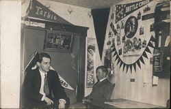 Iowa State College Students in Room, Pennants Postcard