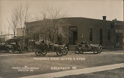 Pokorny Drug Store & Bank Postcard