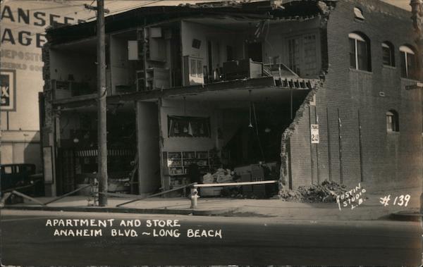Apartment and Store, Anaheim Boulevard - Earthquake, 1933 Long Beach California