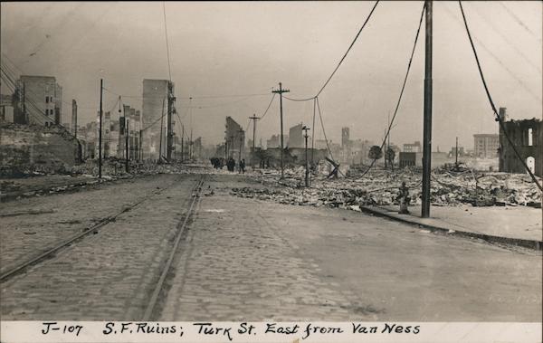 S.F. Ruins; Turk St. East from VanNess San Francisco California
