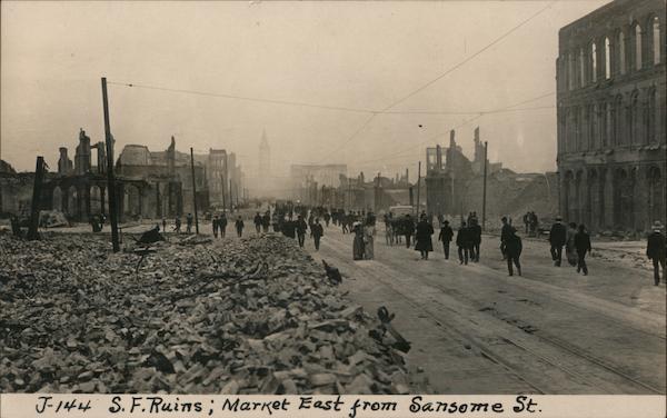 Ruins, Market East from Sansome St. San Francisco California
