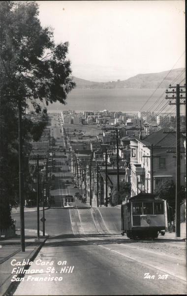 Cable Cars on Fillmore Street Hill San Francisco California