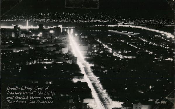 Breathtaking View of Treasure Island, the Bridge and Market Street From Twin Peaks San Francisco California