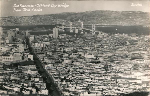 San Francisco-Oakland Bay Bridge from Twin Peaks California