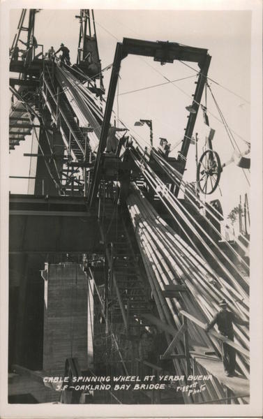 Cable Spinning Wheel at Yerba Buena, S.F. - Oakland Bay Bridge San Francisco California