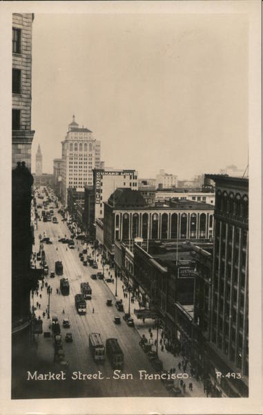 Looking Down on Market Street San Francisco California