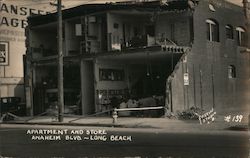 Apartment and Store, Anaheim Boulevard - Earthquake, 1933 Postcard