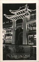 The Guarding Lion at Night - Chinatown on Broadway Postcard