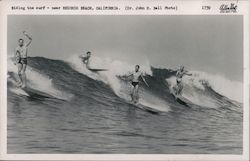 Riding the Surf, Surfers Redondo Beach, CA Postcard Postcard Postcard