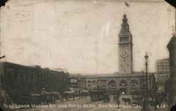 Lower Market St. and Ferry Bldg. Postcard