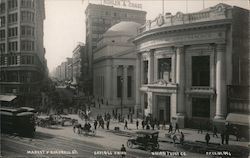 Market OFarrell St. Savings Union Union Trust Co. street intersection view Postcard