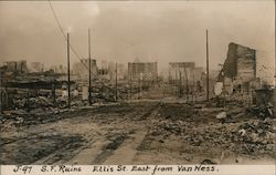 S.F. Ruins Ellis St. East from VanNess, earthquake damage Postcard