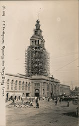 Repairing the Ferry Building Tower after the Earthquake Postcard