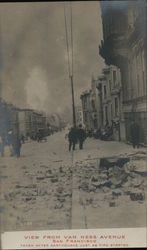 View from Van Ness Avenue Taken After Earthquake Just as Fire Started Postcard