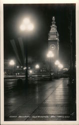Ferry building, Illuminated at night San Francisco, CA Piggott Postcard Postcard Postcard