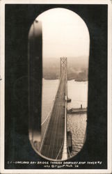 Oakland Bay Bridge Through Doorway Atop Towers Postcard