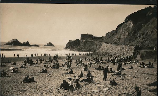 Beach Scene and Cliff House San Francisco California