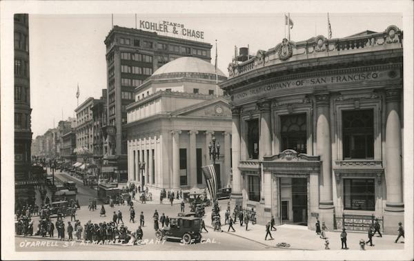O'Farrell St. at Market & Grant - Featuring Kohler & Chase and Union Trust Company Buildings San Francisco