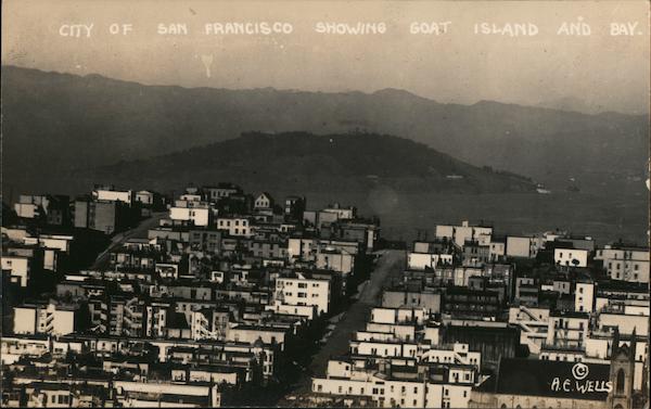 View of City, Showing Goat Island and Bay San Francisco California