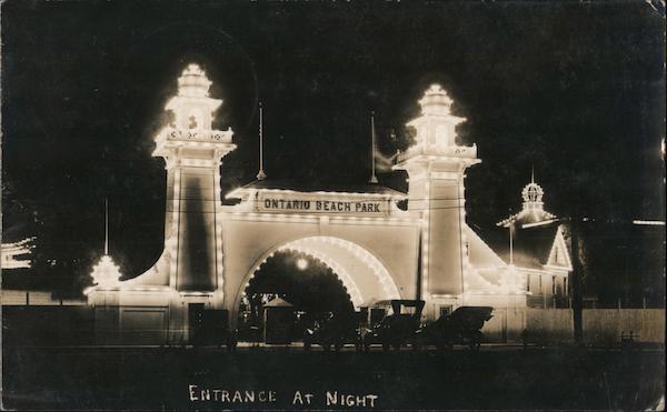 Ontario Beach Park Entrance at Night Rochester New York