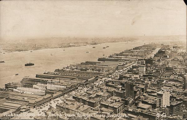Hudson River and Docks from Singer Tower New York Thaddeus Wilkerson