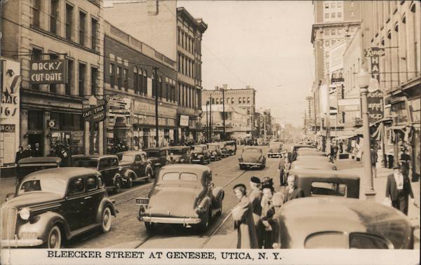 Bleeker Street at Genessee Utica, NY Postcard