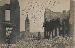 View of Ferry Building Through Rubble Postcard