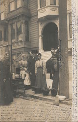 Family Photo Outside Private Residence Postcard