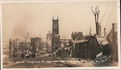View Down California Street After Earthquake and Fire 1906 Postcard
