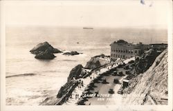 Cliff House and Seal Rocks with a ship in the distance Postcard