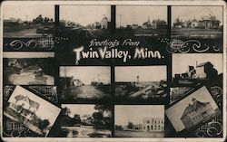 Greetings from Twin Valley Minnesota Postcard Postcard Postcard