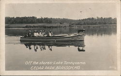 Off the shores - Lake Taneycomo, Cedar Park, boat "Missouri Girl" Postcard