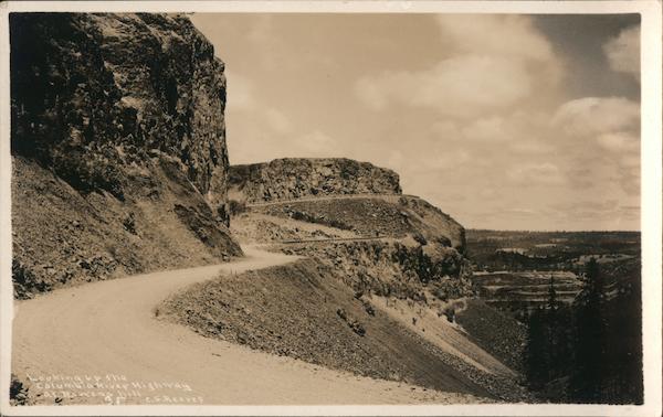 Looking up the Columbia River Highway at Rowena Hill The Dalles Oregon