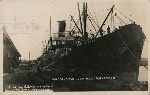 Large Steamer Unloading Galveston Texas
