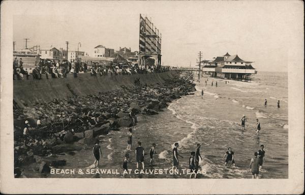 Beach & Seawall at Galveston Texas