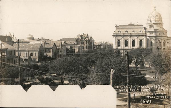 Bird's Eye Looking West Over City Park Galveston Texas