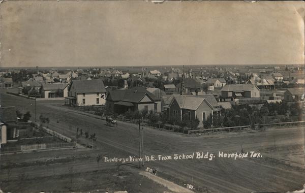 Birds-eye View Northeast from School Building Hereford Texas