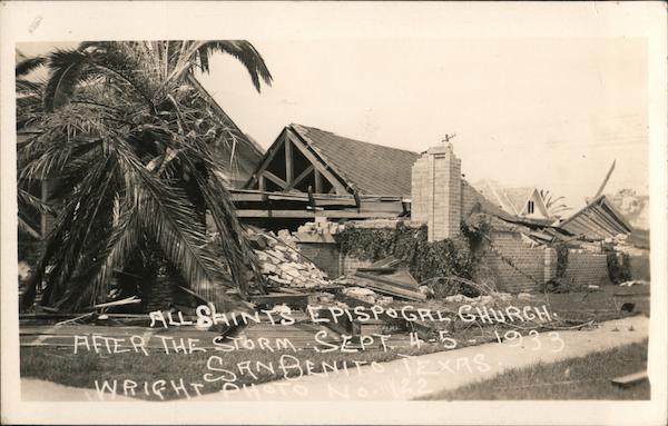 All Saints Episcopal Church after The Storm, Spetmeber 4-5, 1933 San Benito Texas