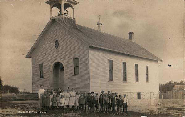 One Room Schoolhouse, Teacher and Children Wisconsin