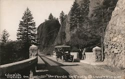 Columbia River Highway Ore. Shepherd's Dell, Car driving over bridge Postcard