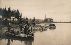 Men with Rowboats on Willamette River Postcard