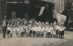 Shoustown July 4th, children in patriotic costumes Postcard