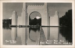 Mirror Pond Arch - Water Pageant 1939 Bend, OR Postcard Postcard Postcard