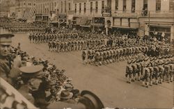WWI Military Parade Scene, Main St. Postcard