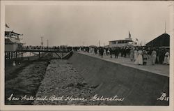 Sea Wall and Bath House Postcard