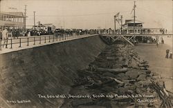 Sea Wall, Boulevard Beach and Murdoch Bath House Galveston, TX Postcard Postcard Postcard