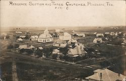 Residence Section and Three Churches Postcard