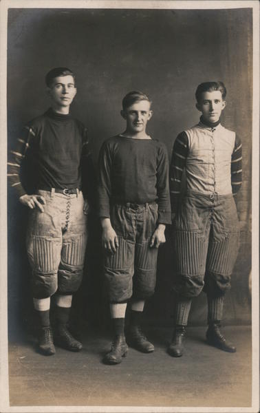 3 Football Players, c1910 Studio Portrait