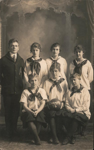1916 Girl's Basketball Team Champs and Coach